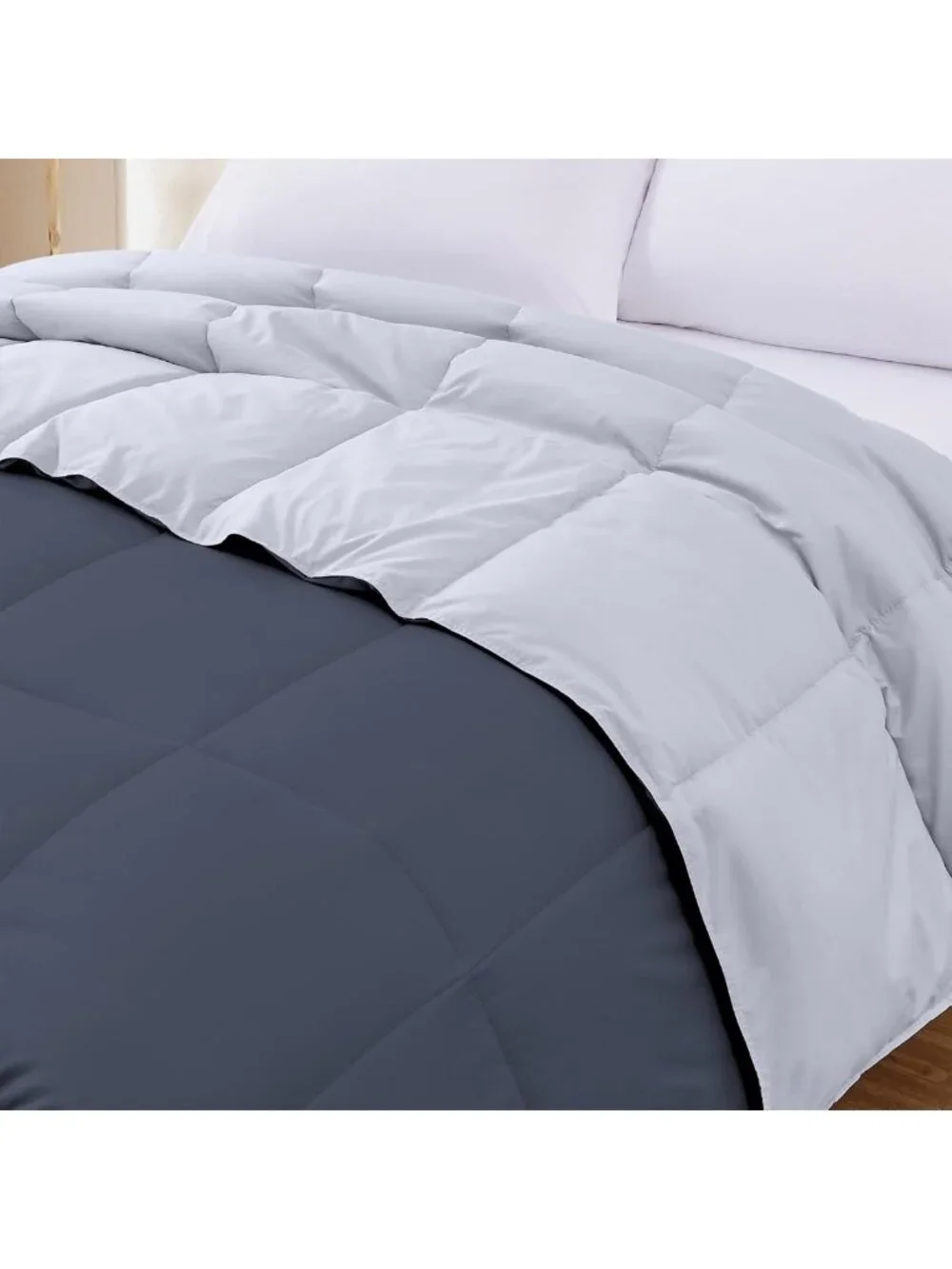 Reversible Down Alternative Comforter Set - Denim & Cloud Blue, Queen Size